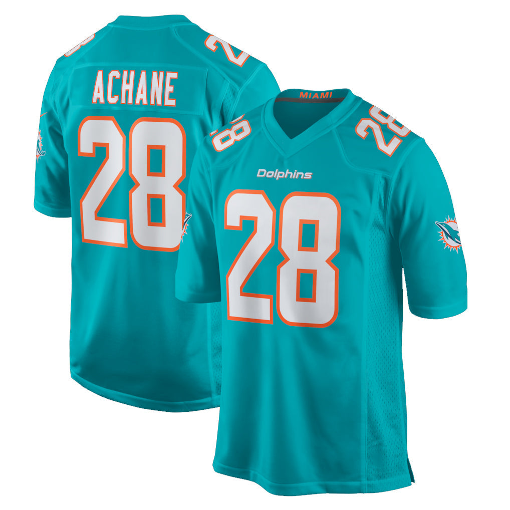 Pouc M.Dolphins #28 De'Von Achane Player Aqua Home Game Stitched Jerseys