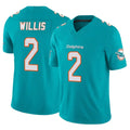 Pouc M.Dolphins #2 Malik Willis Player Aqua Limited Vapor F.U.S.E. Home Game Stitched Jerseys