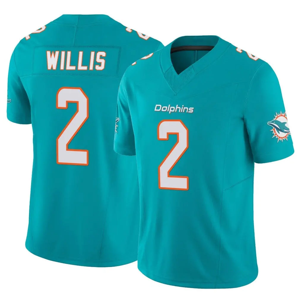 Pouc M.Dolphins #2 Malik Willis Player Aqua Limited Vapor F.U.S.E. Home Game Stitched Jerseys