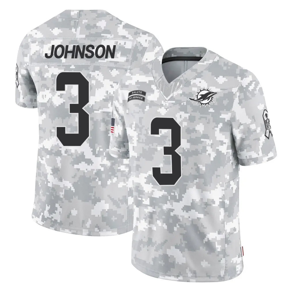 Pouc M.Dolphins #3 Chris Johnson Player Arctic Camo Salute To Service Limited Game Stitched Jerseys