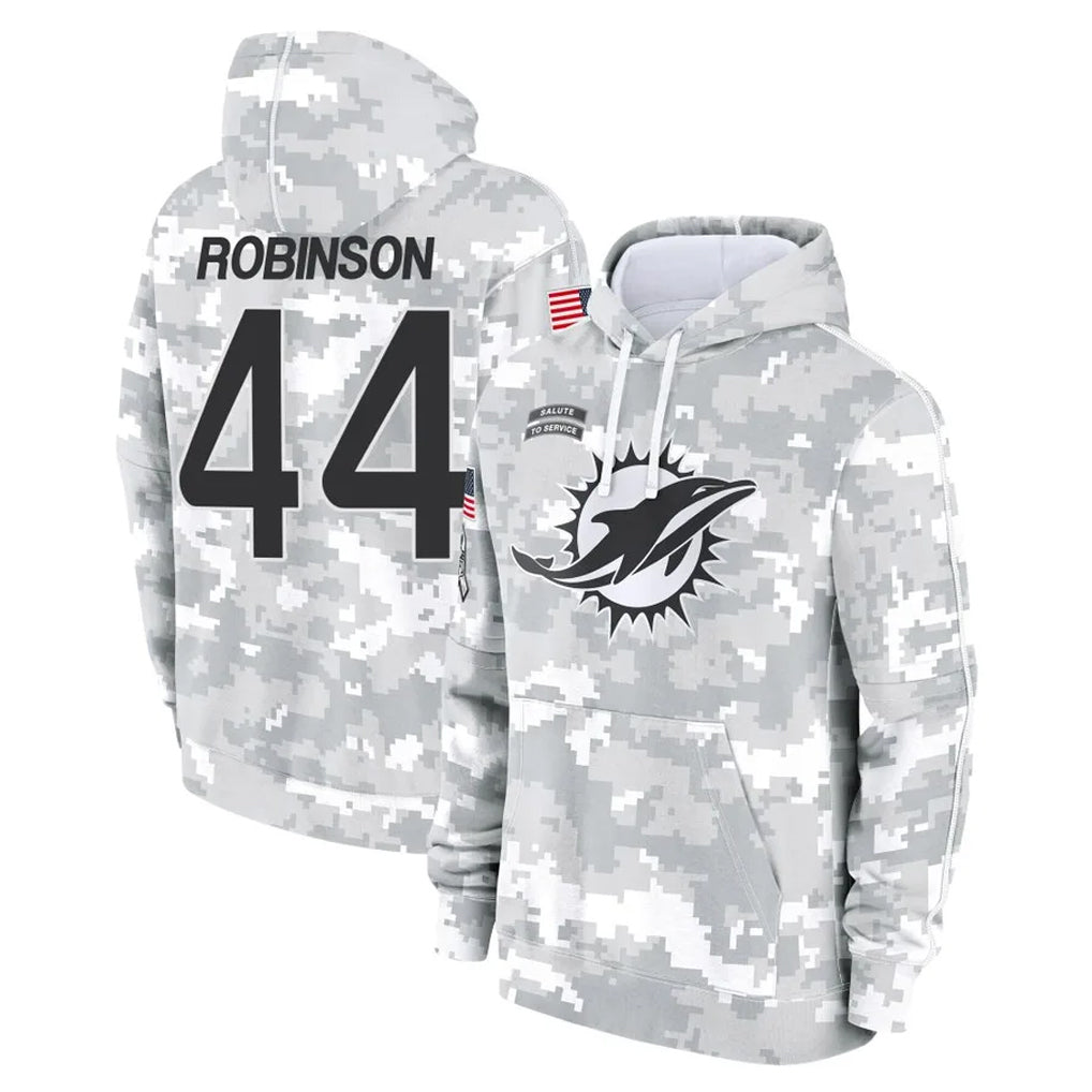 Pouc M.Dolphins #44 Chop Robinson Player Arctic Camo Salute to Service Hoodies Limited Game Stitched Jerseys