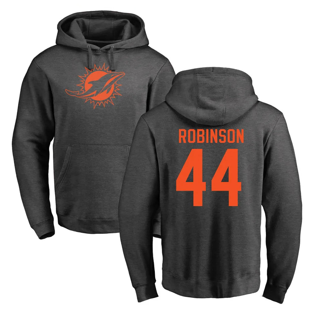 Pouc M.Dolphins #44 Chop Robinson Player Darkgray Pullover Hoodies Limited Stitched Jerseys