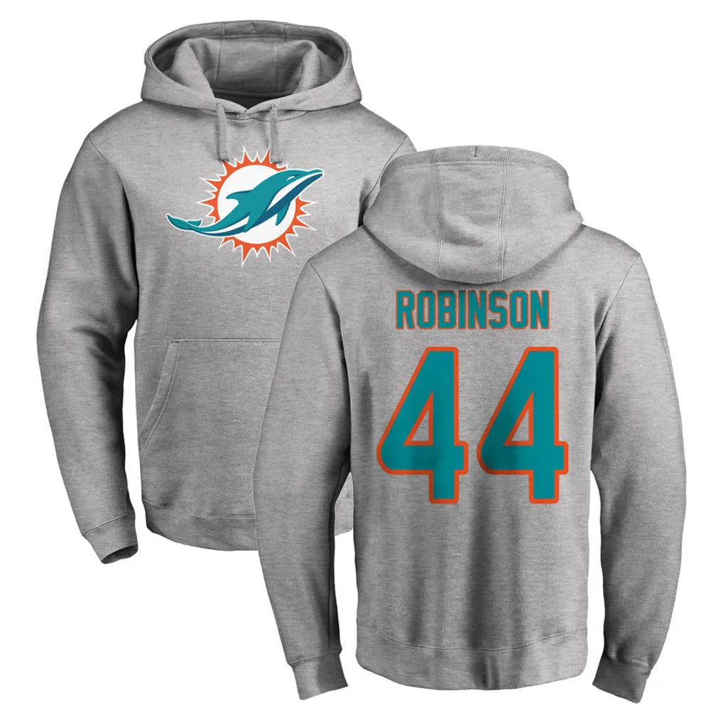 Pouc M.Dolphins #44 Chop Robinson Player Gray LOGO Pullover Hoodies Limited Stitched Jerseys