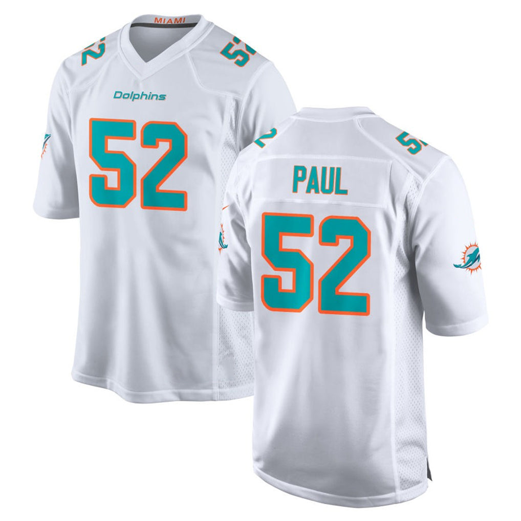 Pouc M.Dolphins #52 Patrick Paul Player White Limited Home Game Stitched Jerseys