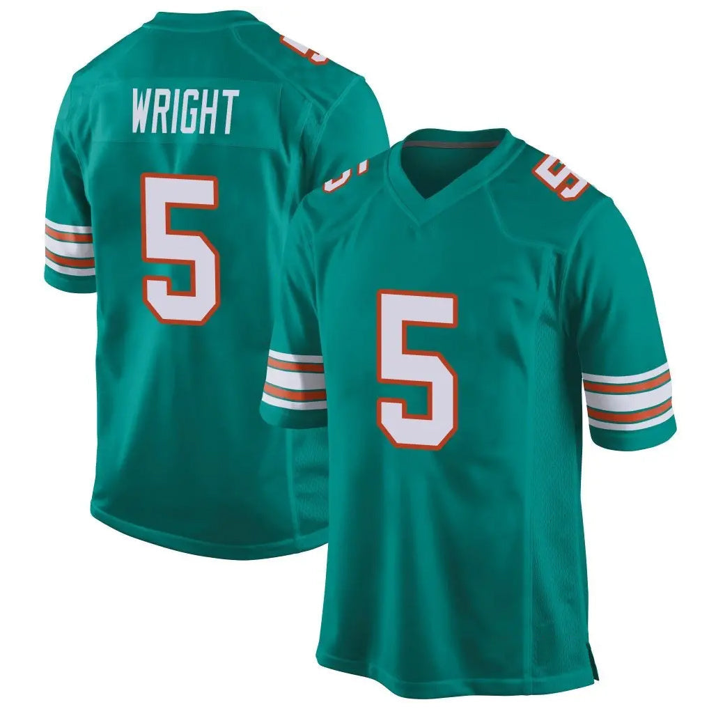 Pouc M.Dolphins #5 Jaylen Wright Player Aqua Alternate Home Game Stitched Jerseys