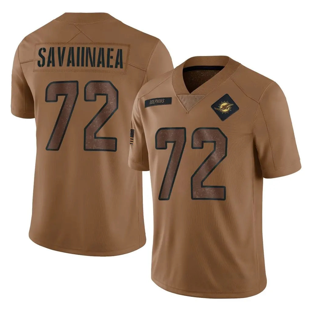 Pouc M.Dolphins #72 Jonah Savaiinaea Player Brown Salute To Service Limited Stitched Jerseys