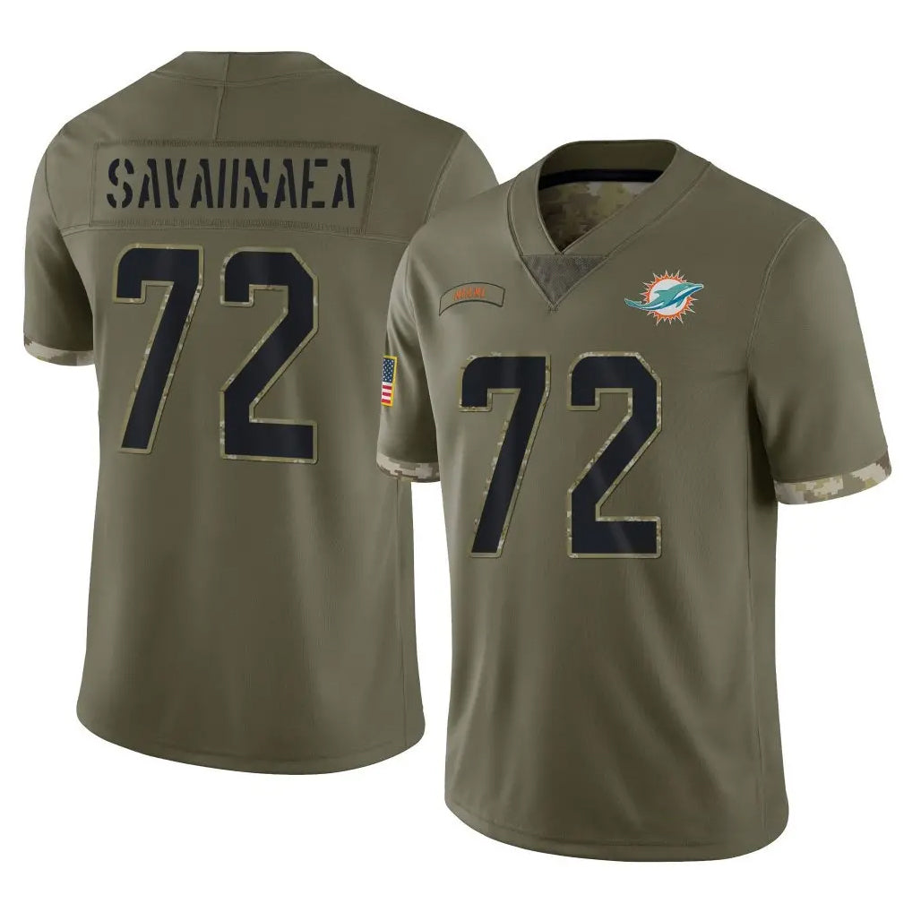 Pouc M.Dolphins #72 Jonah Savaiinaea Player Olive Salute To Service Limited Stitched Jerseys