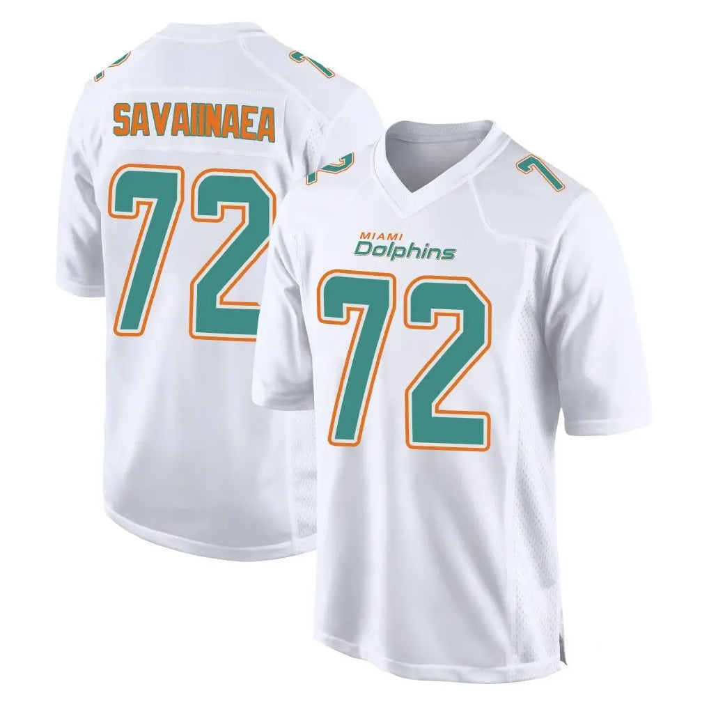 Pouc M.Dolphins #72 Jonah Savaiinaea Player White Fashion Home Game Stitched Jerseys