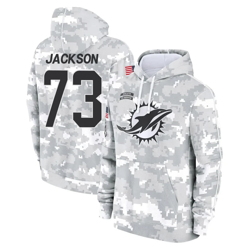 Pouc M.Dolphins #73 Austin Jackson Player Arctic Camo Salute to Service Hoodies Limited Game Stitched Jerseys