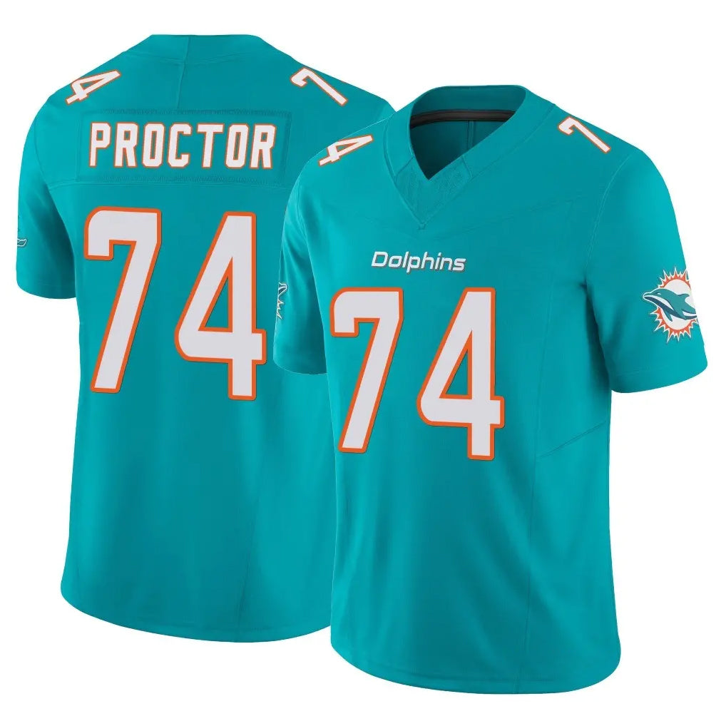 Pouc M.Dolphins #74 Kadyn Proctor Player Aqua Limited Vapor F.U.S.E. Home Game Stitched Jerseys