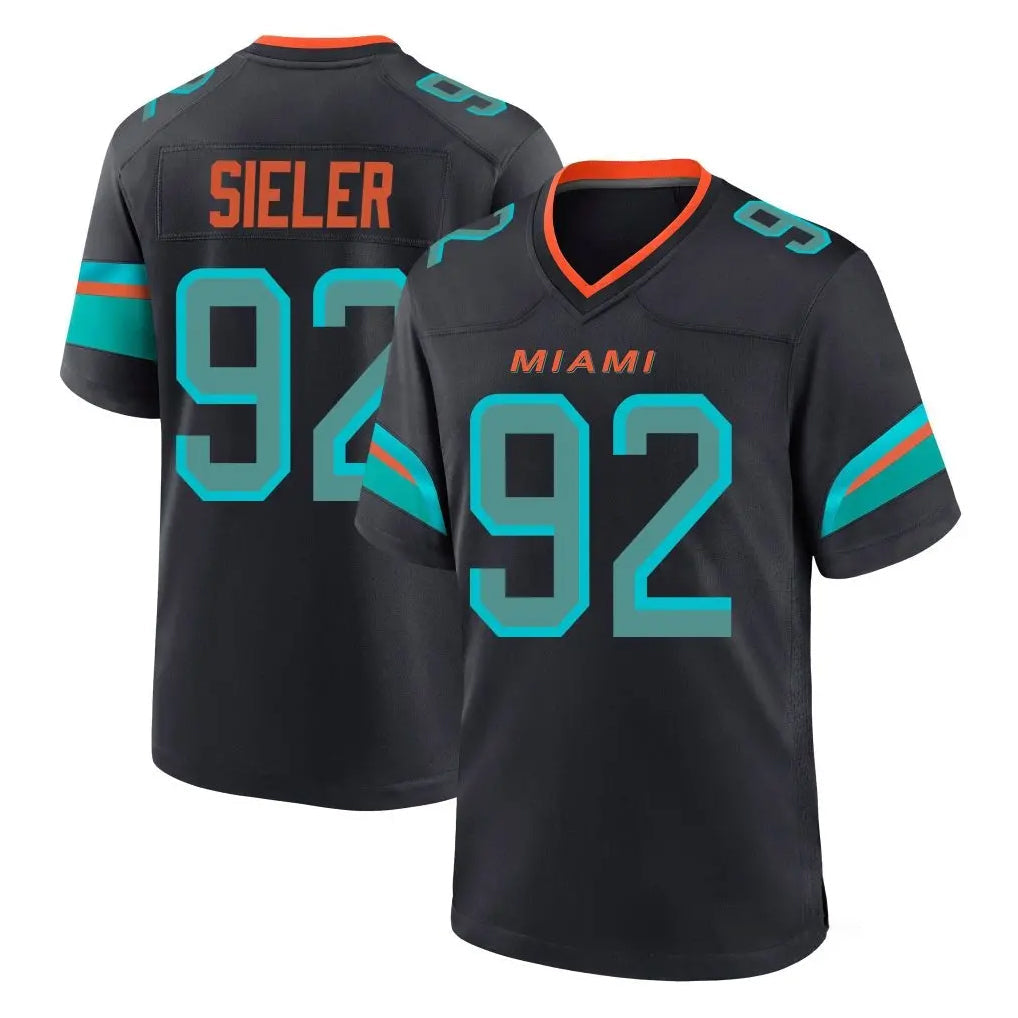 Pouc M.Dolphins #92 Zach Sieler Player Black Pitch Rivalries Collection Home Game Stitched Jerseys