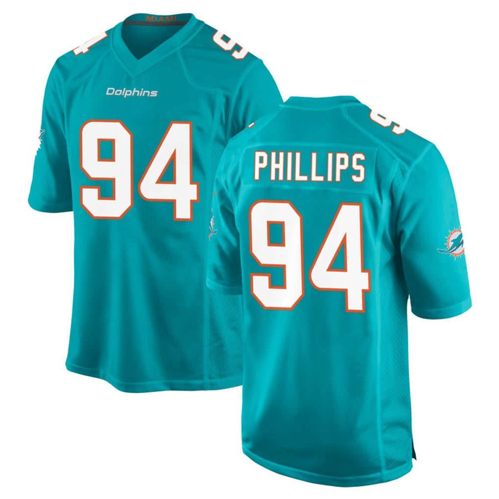 Pouc M.Dolphins #94 Jordan Phillips Player Aqua Home Game Stitched Jerseys