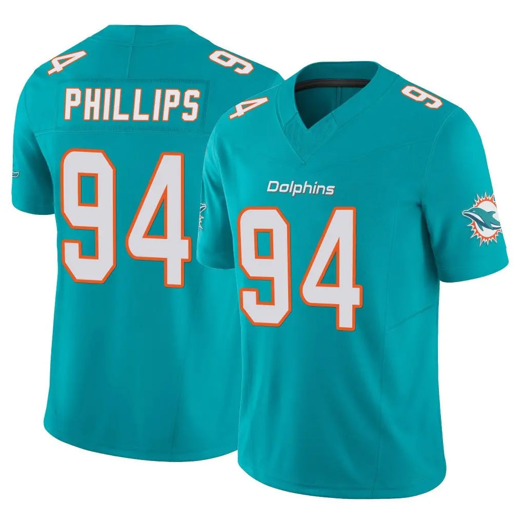 Pouc M.Dolphins #94 Jordan Phillips Player Aqua Limited Vapor F.U.S.E. Home Game Stitched Jerseys