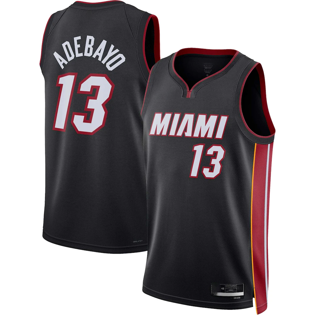 Pouc M.Heat #13 Bam Adebayo kounmpo Black Fast Break Jerseys - Icon Edition