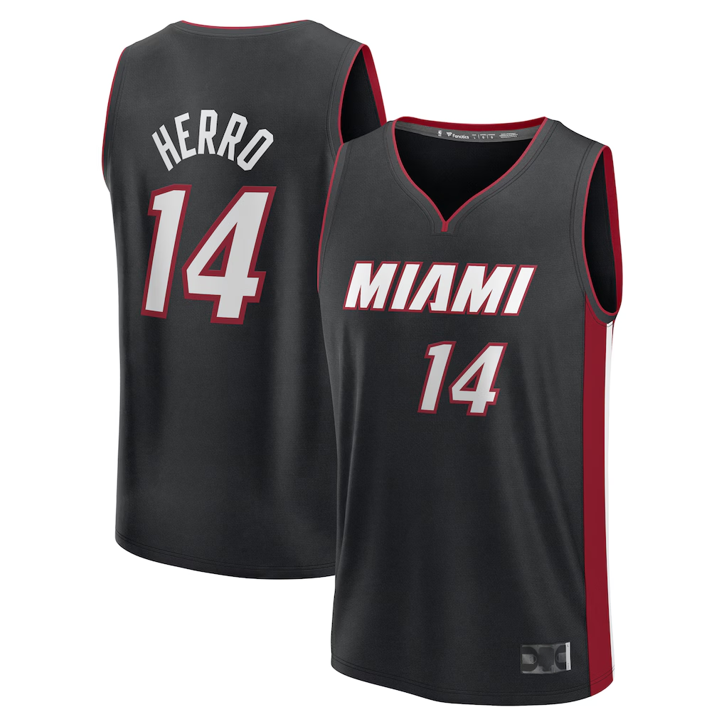 Pouc M.Heat #14 Tyler Herro Black Fast Break Replica Player Jerseys - Icon Edition