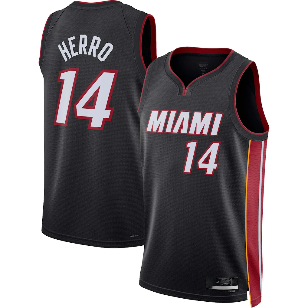Pouc M.Heat #14 Tyler Herro Black Swingman Jerseys - Icon Edition