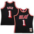 Pouc M.Heat #1 Chris Bosh Mitchell & Ness Black 2013-14 Hardwood Classics Swingman Jerseys