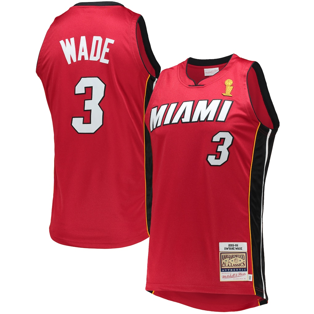 Pouc M.Heat #3 Dwyane Wade Mitchell & Ness Red 2005-06 Hardwood Classics Authentic Jerseys