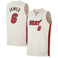 Pouc M.Heat #6 LeBron James Cream Forever King Reserve Authentic Jerseys