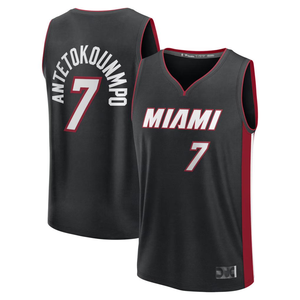 Pouc M.Heat #7 Giannis Antetokounmpo Black Fast Break Jerseys - Icon Edition