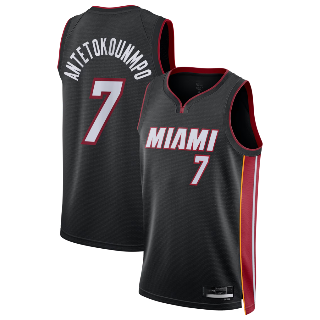 Pouc M.Heat #7 Giannis Antetokounmpo Black Swingman Jerseys - Icon Edition