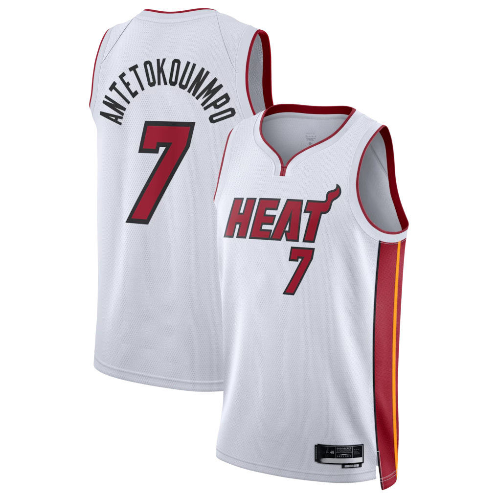 Pouc M.Heat #7 Giannis Antetokounmpo White Swingman Jerseys - Association Edition