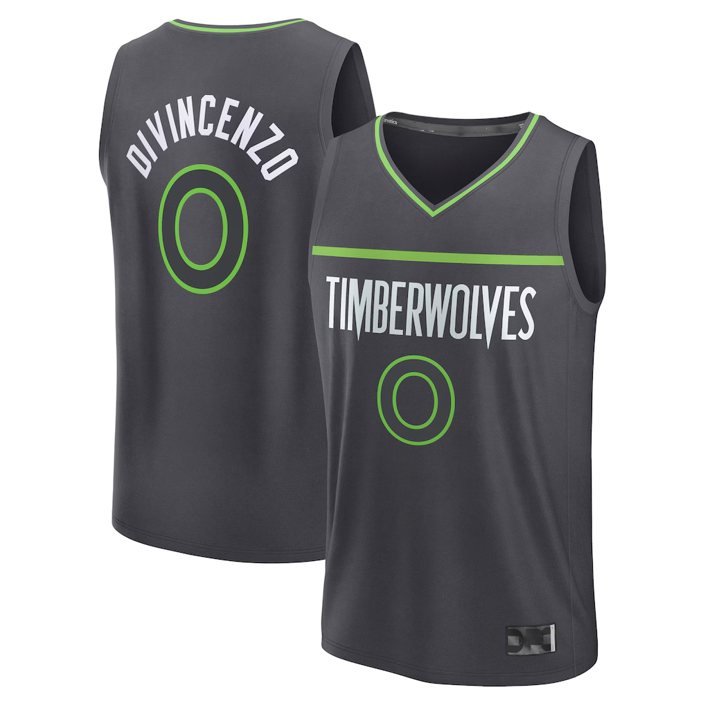 Pouc M.Timberwolves #0 Donte DiVincenzo Charcoal Fast Break Replica Player Stitched Jerseys - Statement Edition