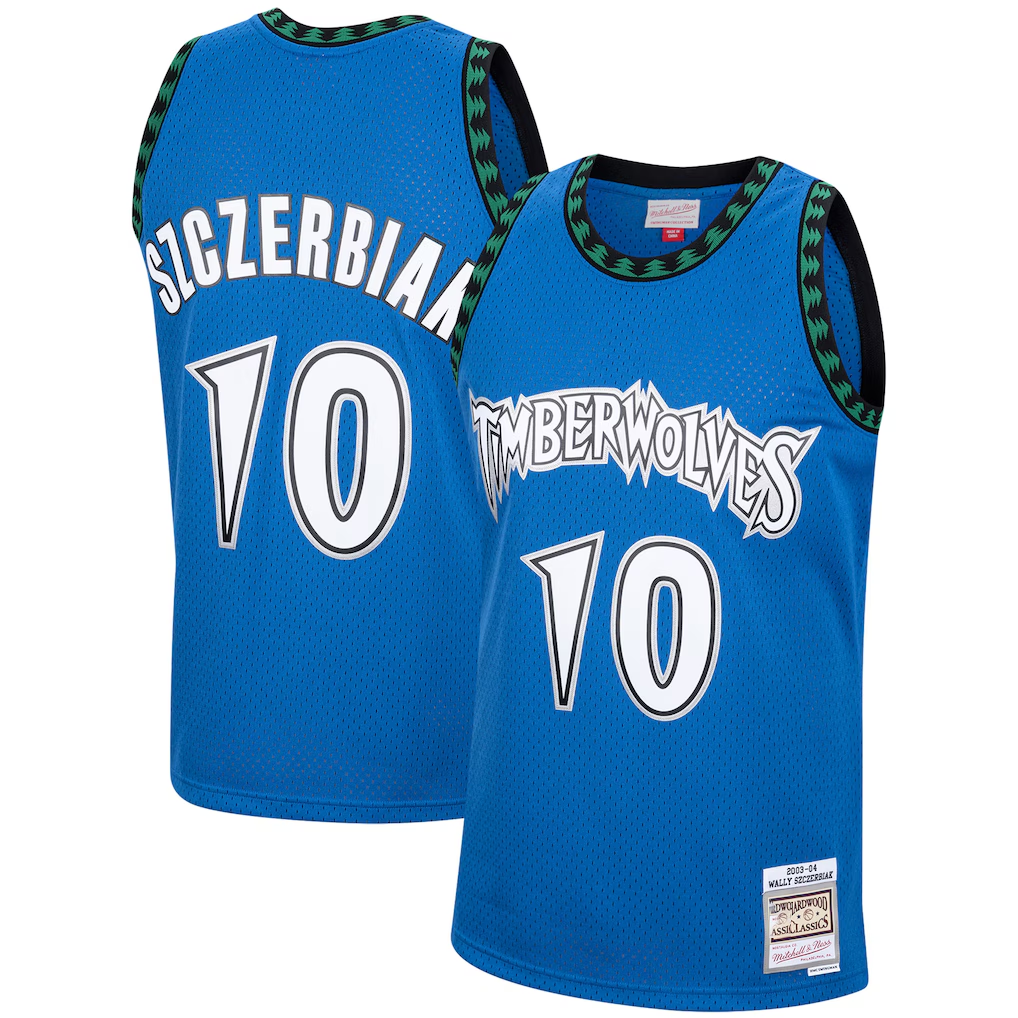 Pouc M.Timberwolves #10 Wally Szczerbiak Mitchell & Ness Blue 2003-2004 Hardwood Classics Swingman Stitched Jerseys