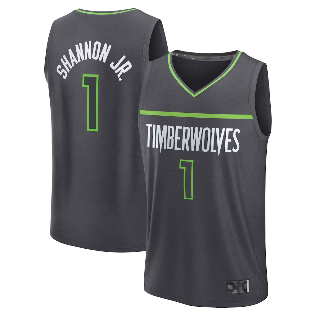 Pouc M.Timberwolves #1 Terrence Shannon Jr. Anthracite Fast Break Replica Stitched Jerseys - Statement Edition