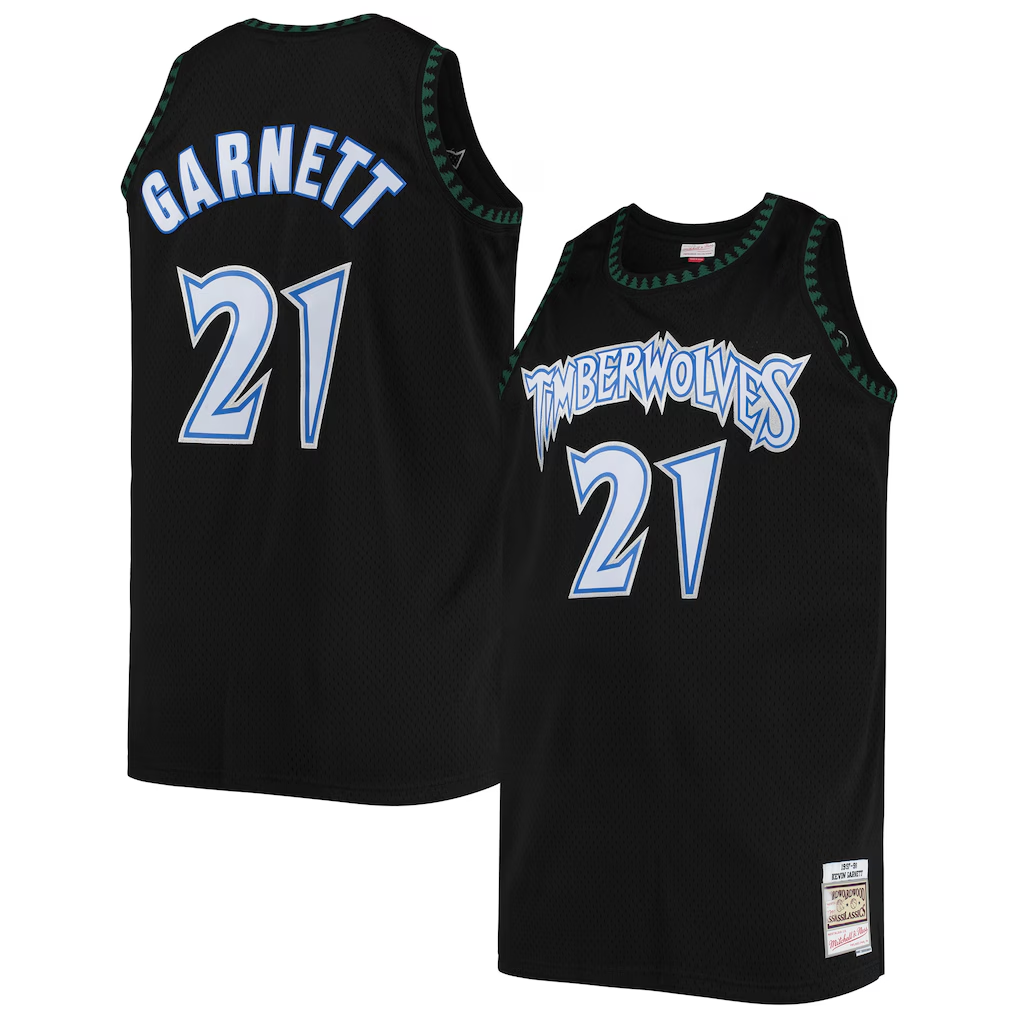 Pouc M.Timberwolves #21 Kevin Garnett Mitchell & Ness Black 1997-1998 Big & Tall Hardwood Classics Swingman Stitched Jerseys