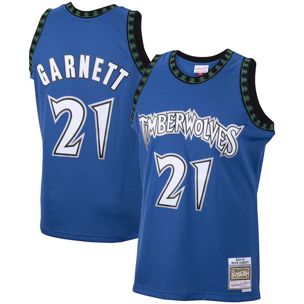 Pouc M.Timberwolves #21 Kevin Garnett Mitchell & Ness Blue Big & Tall 2003-2004 Hardwood Classics Swingman Stitched Jerseys