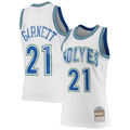 Pouc M.Timberwolves #21 Kevin Garnett Mitchell & Ness White 1995-1996 Hardwood Classics Swingman Stitched Jerseys