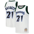 Pouc M.Timberwolves #21 Kevin Garnett Mitchell & Ness White Hardwood Classics Swingman Stitched Jerseys