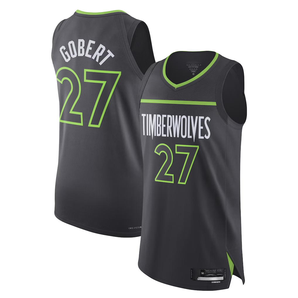 Pouc M.Timberwolves #27 Rudy Gobert Jordan Brand Anthracite Authentic Stitched Jerseys- Statement Edition