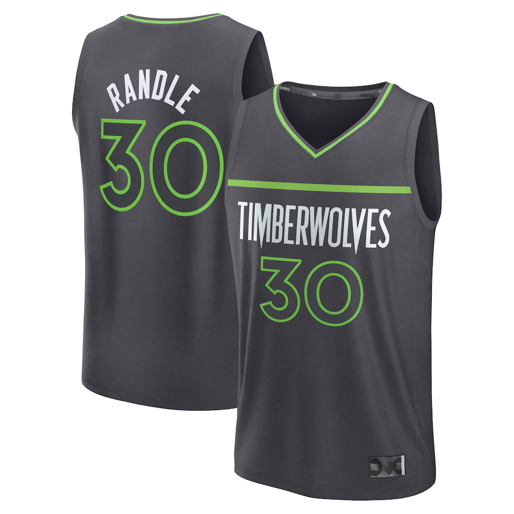 Pouc M.Timberwolves #30 Julius Randle Charcoal Fast Break Replica Player Stitched Jerseys - Statement Edition