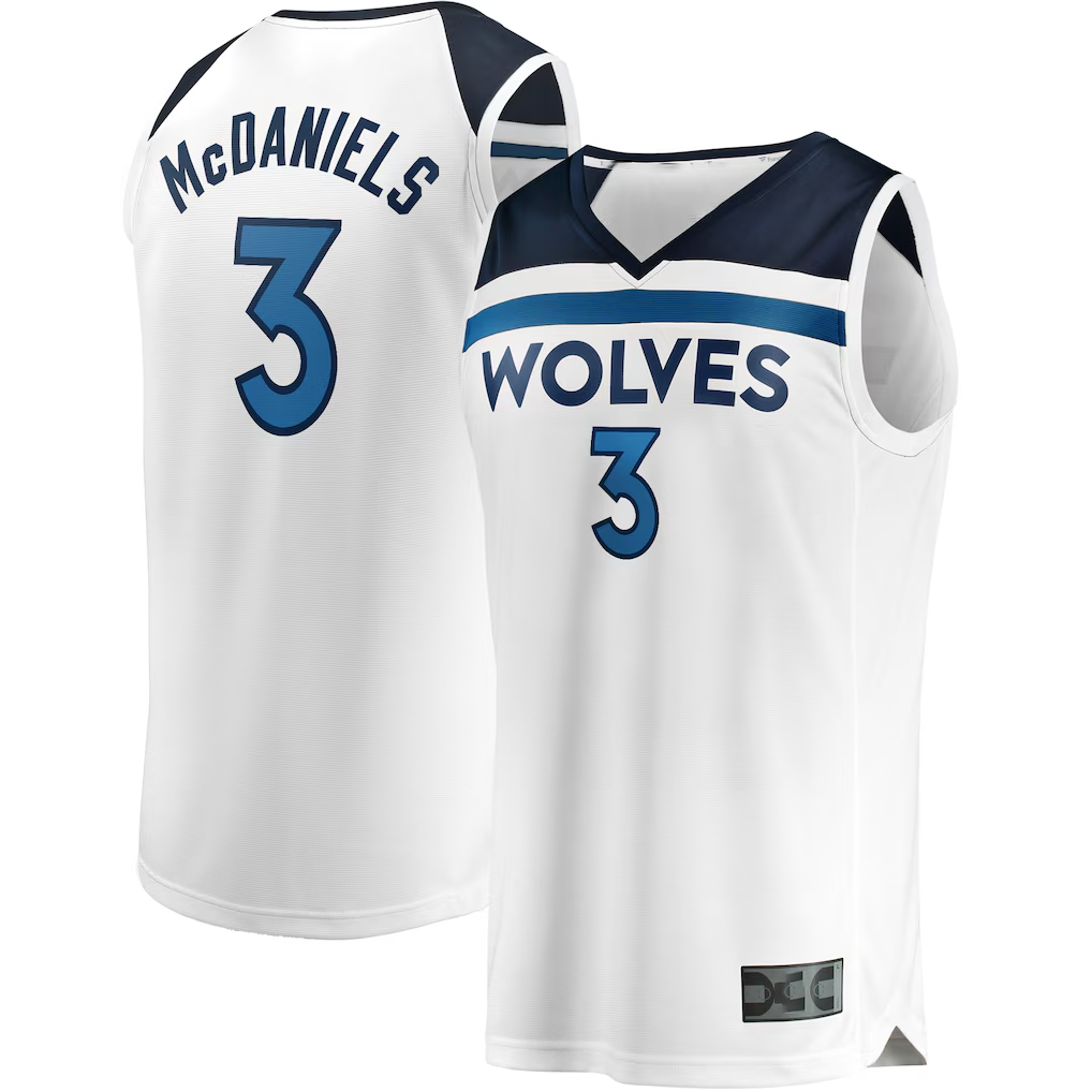 Pouc M.Timberwolves #3 Jaden McDaniels White Fast Break Replica Player Stitched Jerseys - Association Edition