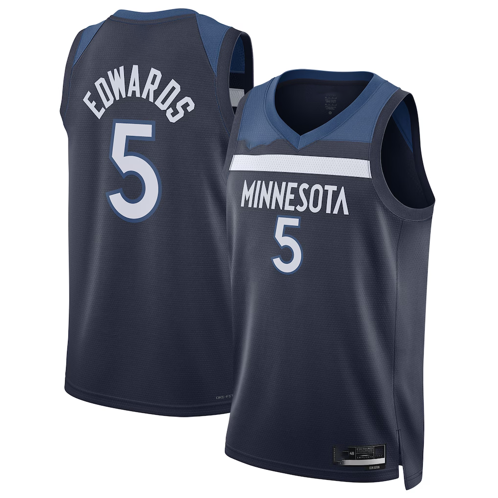 Pouc M.Timberwolves #5 Anthony Edwards Navy Swingman Stitched Jerseys- Icon Edition