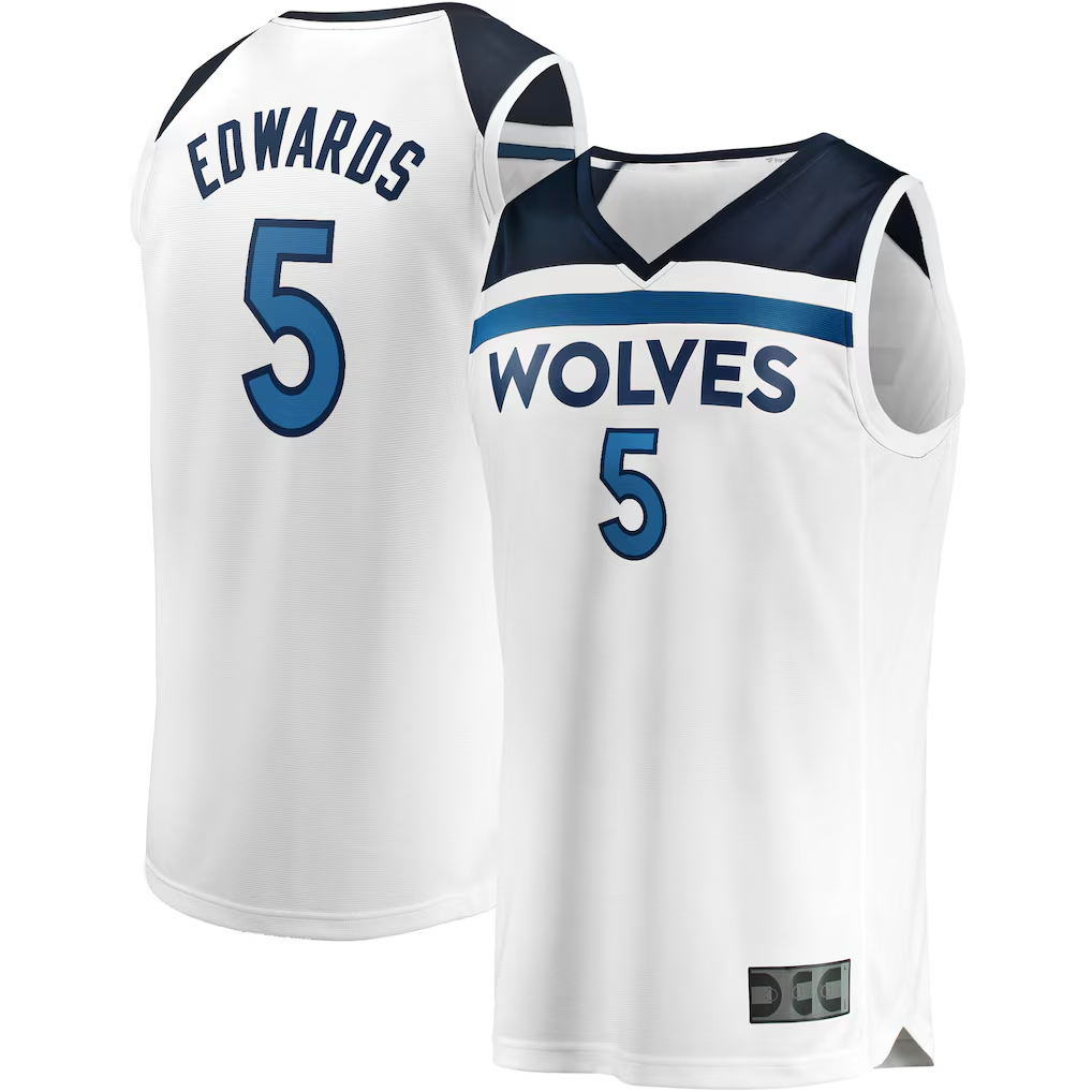 Pouc M.Timberwolves #5 Anthony Edwards White Fast Break Replica Player Stitched Jerseys - Association Edition