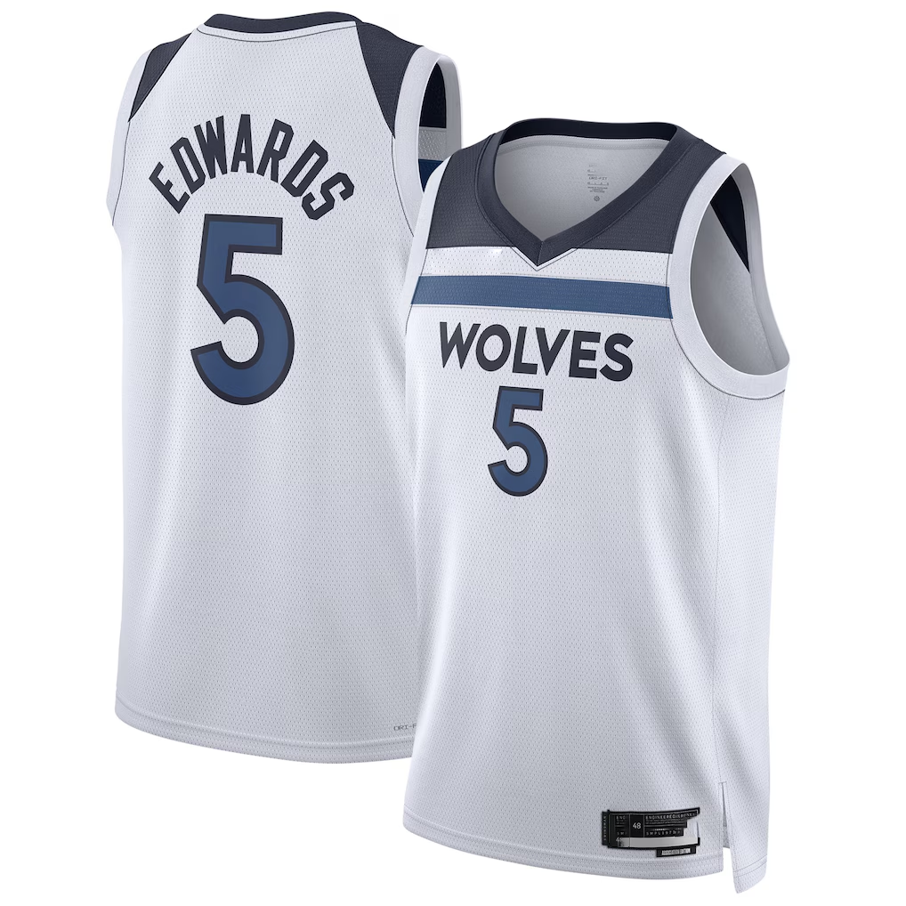 Pouc M.Timberwolves #5 Anthony Edwards White Swingman Stitched Jerseys - Association Edition