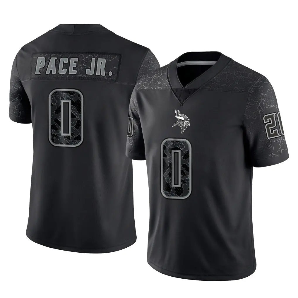 Pouc MN.Vikings #0 Ivan Pace Jr. Player Black Reflective LImited Home Game Stitched Jerseys