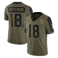 Pouc MN.Vikings #18 Justin Jefferson Player Olive Salute To Service Limited Game Stitched Jerseys