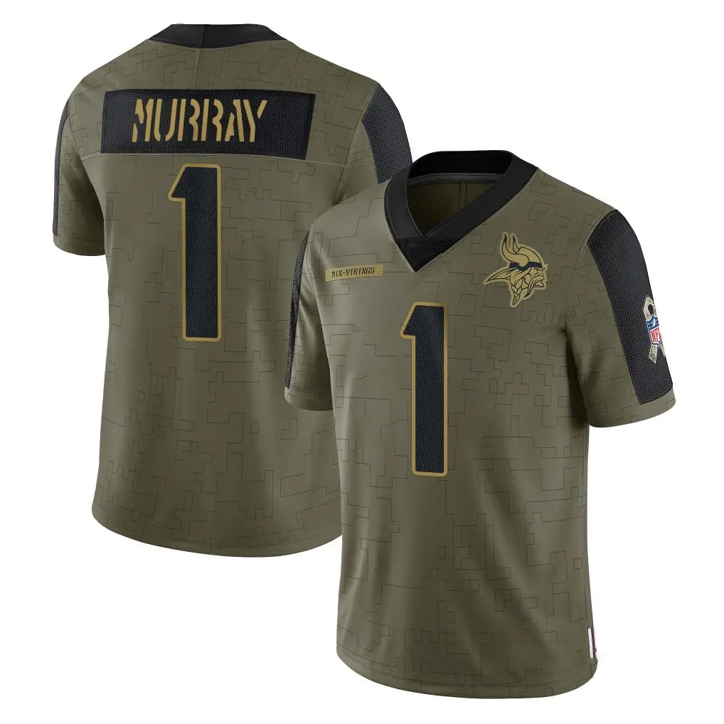 Pouc MN.Vikings #1 Kyler Murray Player Olive Salute To Service Limited Game Stitched Jerseys