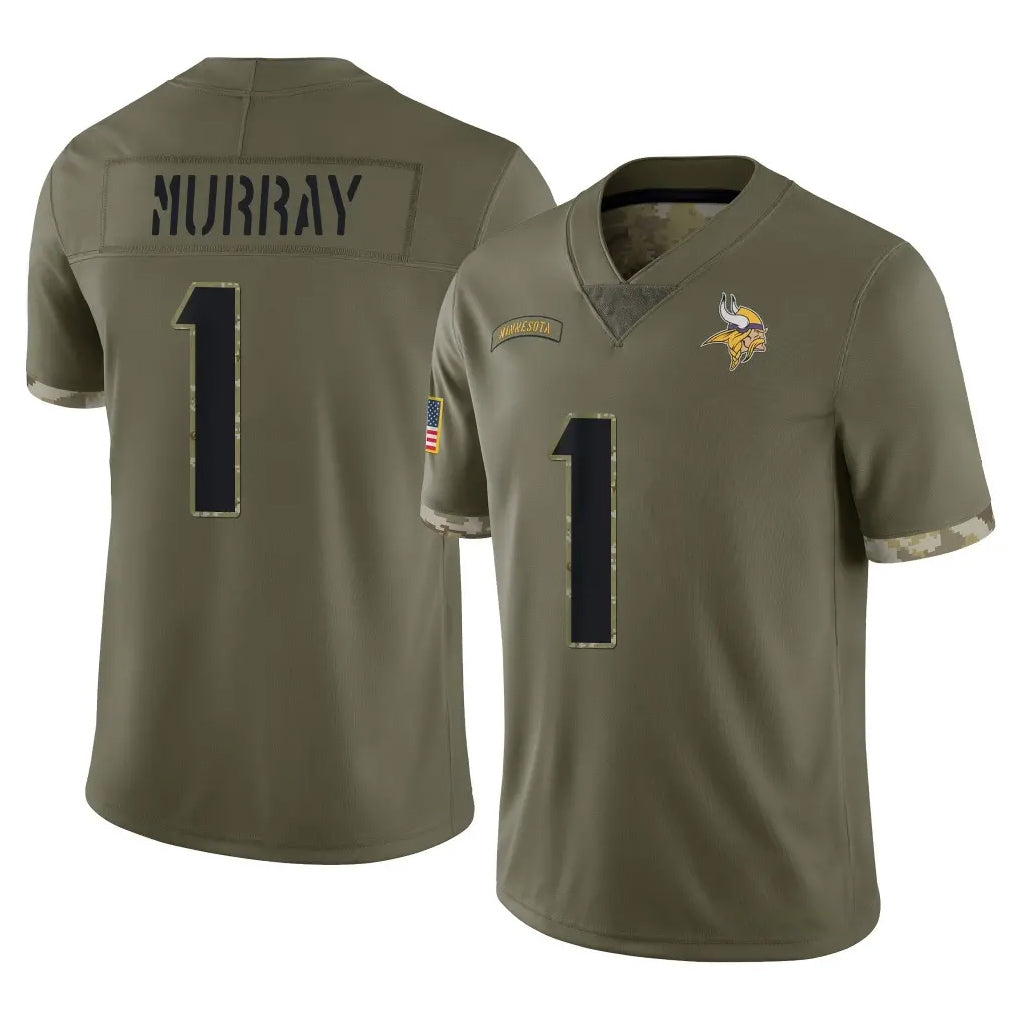 Pouc MN.Vikings #1 Kyler Murray Player Olive Salute To Service Limited Stitched Jerseys