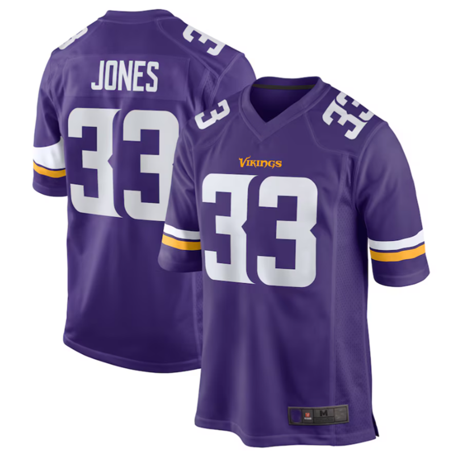 Pouc MN.Vikings #33 Aaron Jones Purple Game Player Jersey Stitched American Stitched Jerseys