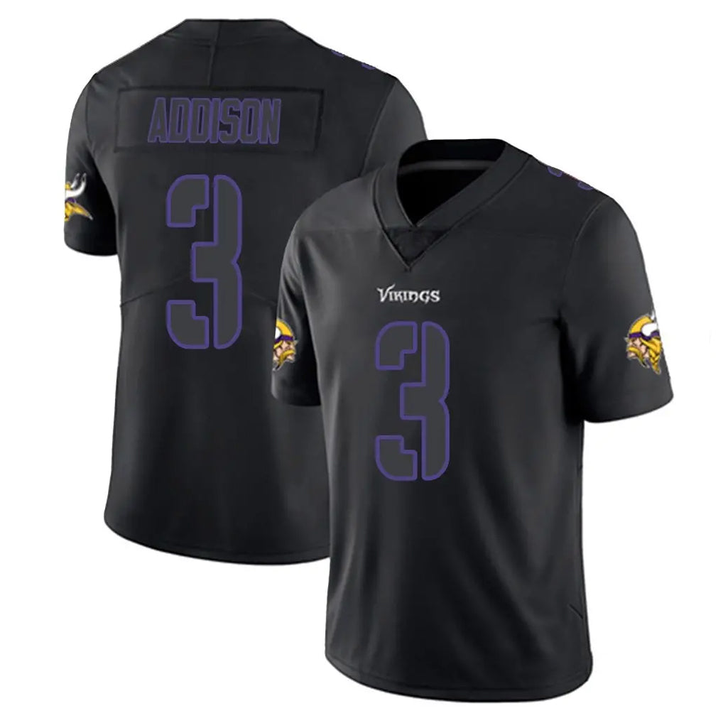 Pouc MN.Vikings #3 Jordan Addison Player Black Impact LImited Home Game Stitched Jerseys