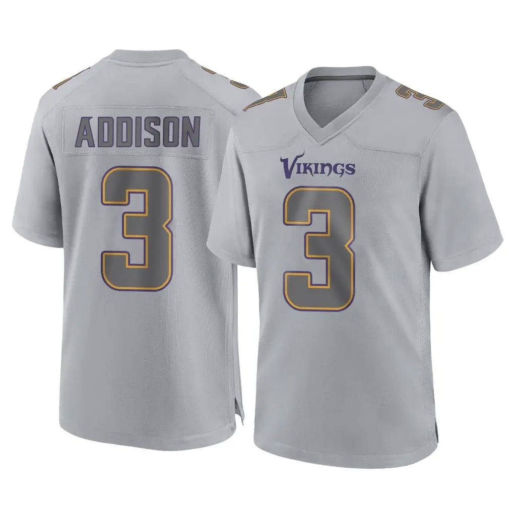Pouc MN.Vikings #3 Jordan Addison Player Gray Atmosphere Fashion Home Game Stitched Jerseys
