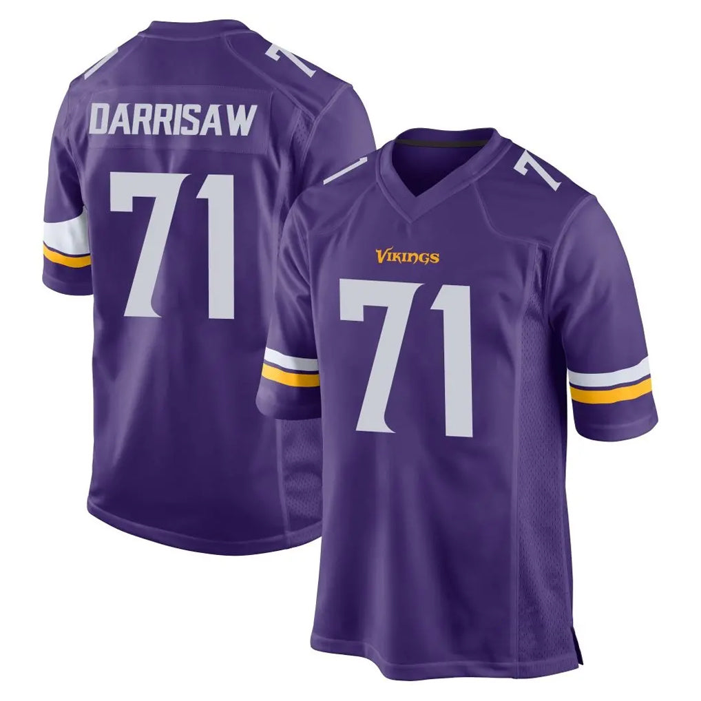 Pouc MN.Vikings #71 Christian Darrisaw Player Purple Home Game Stitched Jerseys