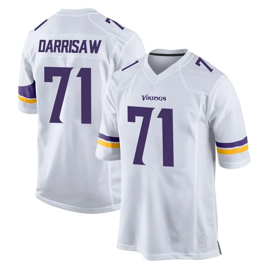 Pouc MN.Vikings #71 Christian Darrisaw Player White Home Game Stitched Jerseys