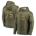 Pouc MN.Vikings #75 Brian O'Neill Player Olive Salute to Service Pullover Hoodies Home Game Stitched Jerseys