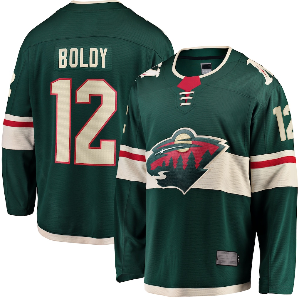 Pouc M.Wild #12 Matthew Boldy Green Home Breakaway Player Jerseys